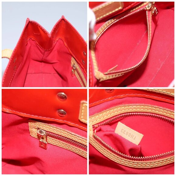 LOUIS VUITTON Monogram Vernis Reade PM Hand Bag Red Rouge - Picture 15 of 16